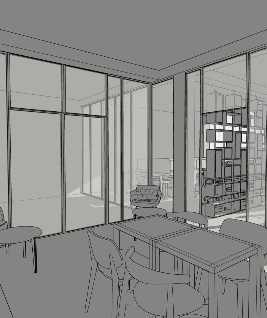 Emissive, the open floor seen from the meeting room